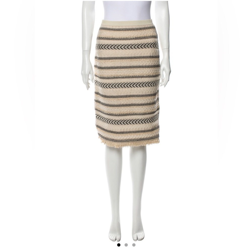 Tory Burch wool knit knee skirt with fringe trim size XS